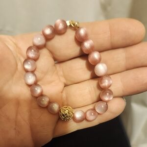 Original Artistic Vibes Chic Rose Beaded Bracelet with Gold Accent Detail